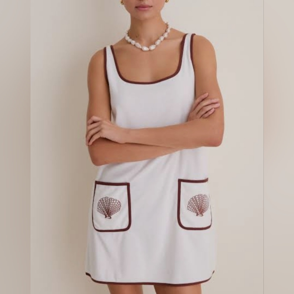 Tuckernuck Blanc Shell Embroidered Terrycloth Dress Coverup Size XXL
